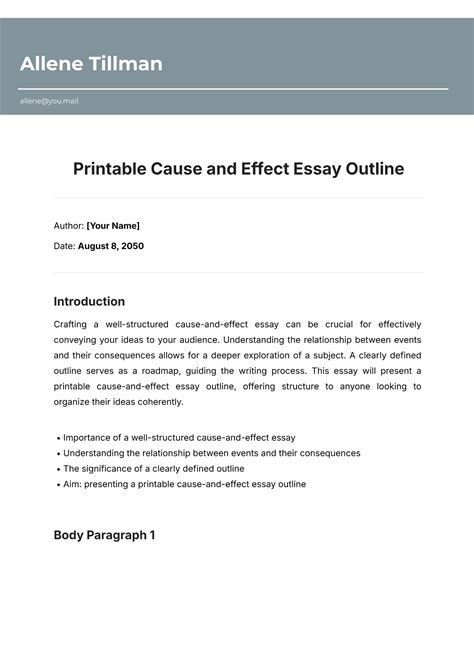Template For Cause And Effect Essay