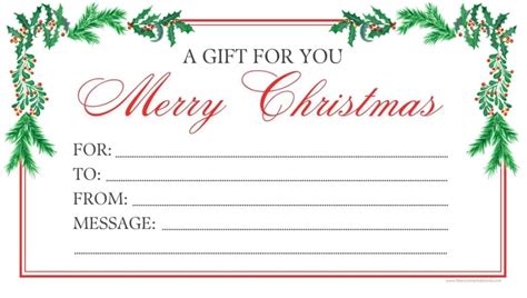 Template For Christmas Gift Card