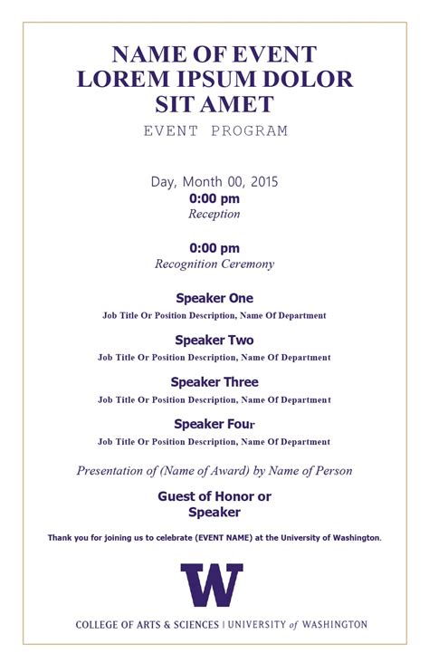 Template For Event Program