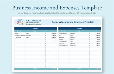 Template For Expenses And Income