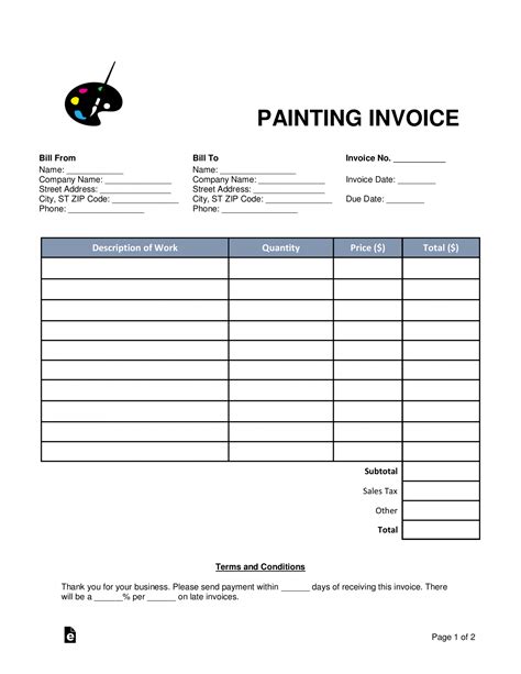 Template For Painting Estimate