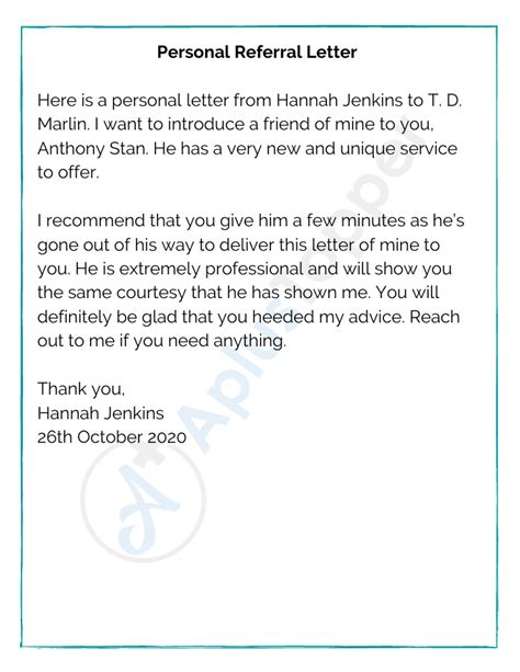 Template For Referral Letter