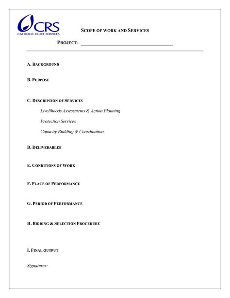Template For Scope Of Work