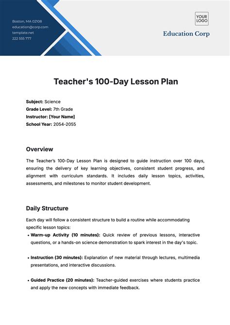 Template For Teachers