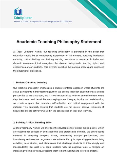 Template For Teaching Philosophy