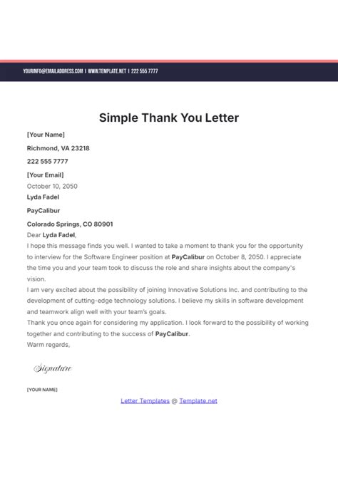 Template For Thank You Letter
