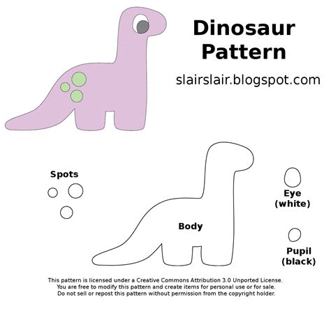 Template Free Printable Dinosaur Sewing Patterns