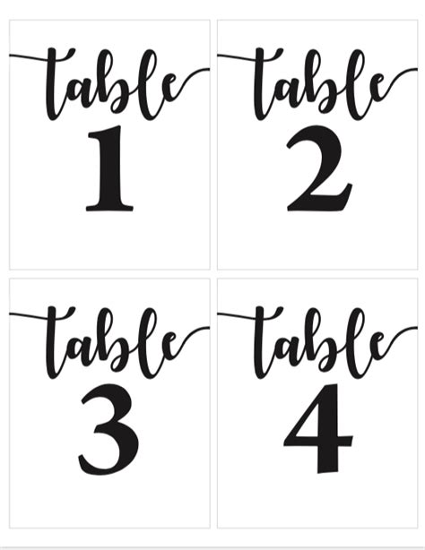 Template Free Printable Table Numbers 1-40