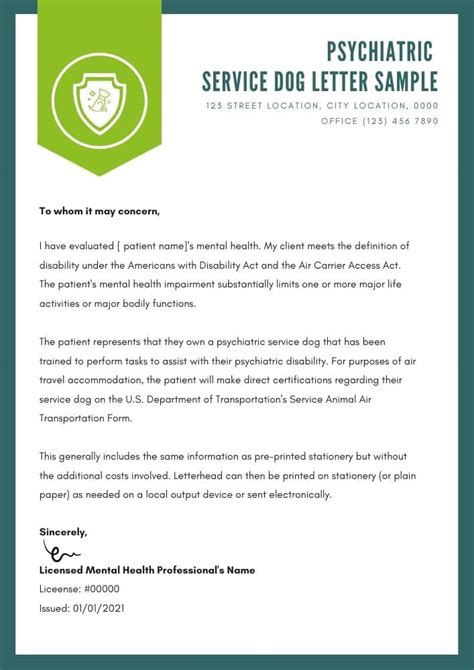 Template Letter For Service Dog