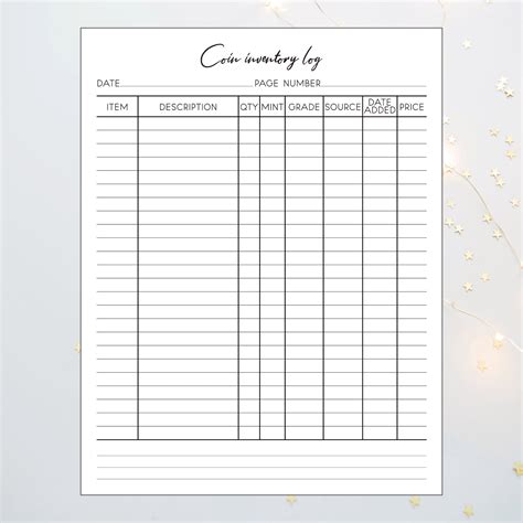 Template Printable Coin Collecting Sheets