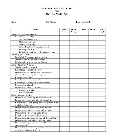 Template Printable Dental Assistant Daily Duties Checklist