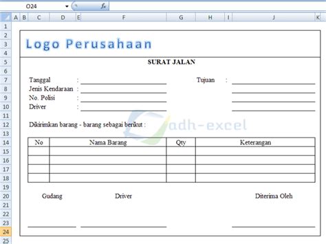Template Surat Jalan Excel