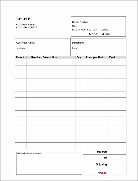 Templates For Receipts And Invoices