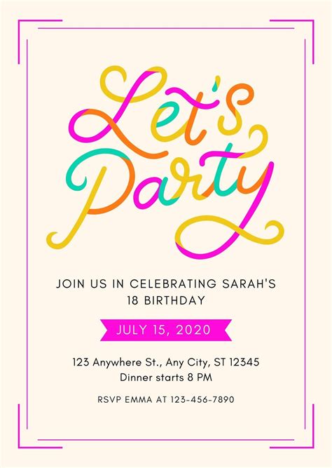 Templates For Party Invitations