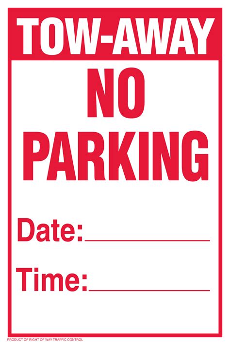 Temporary No Parking Sign Printable