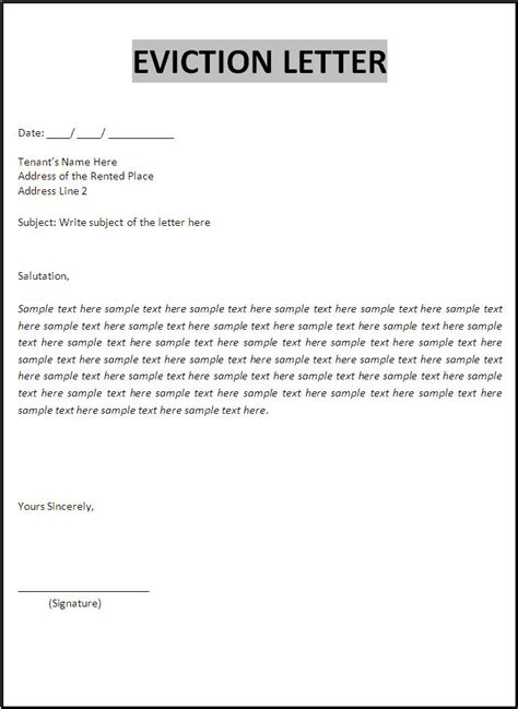 Tenant Eviction Letter Template
