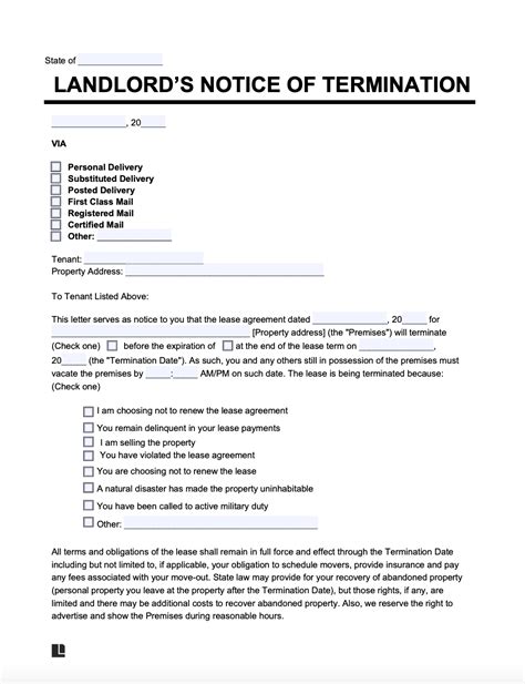 Tenant Providing Termination Notice