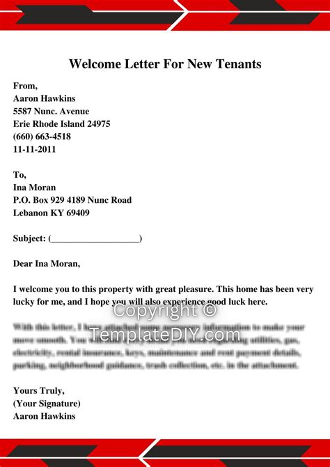 Letter To Tenant From New Landlord
