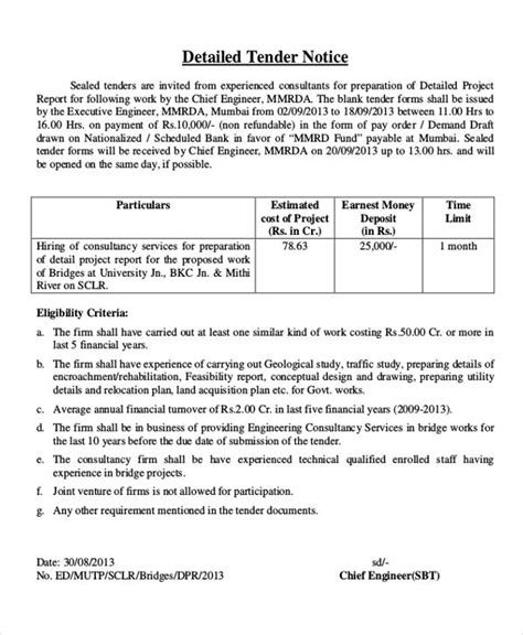 Tender Notice Sample