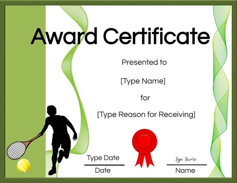 Free Tennis Certificate Templates Customizable & Printable