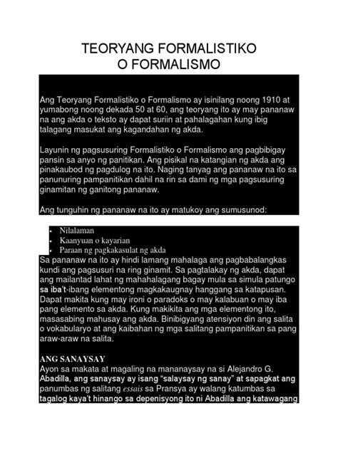 Pag-unawa sa Teoryang Formalismo: Ang Pagsusuri ng Sining sa Pananaw ng Estetika