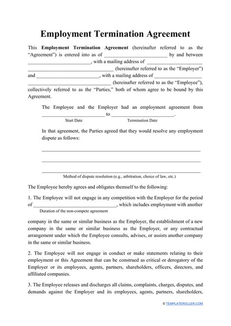 Employee Contract Termination Letter Template Free Download