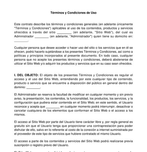 Terminos Y Condiciones Plantilla