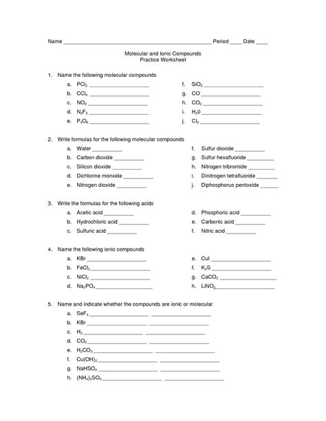 Ternary Ionic Compounds Worksheet