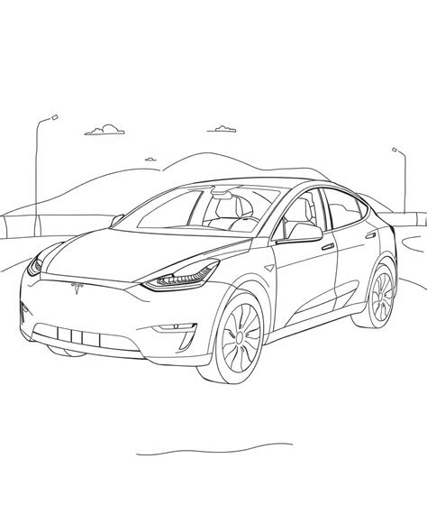 Tesla Model Y Coloring Page