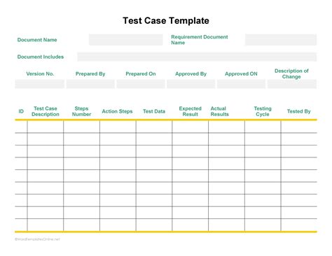 Test Case Template Xls