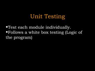 Test Each Mesh Unit Individually