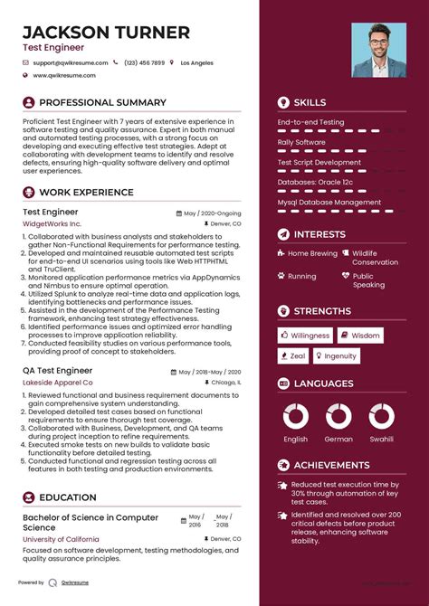 Test Engineer Resume Sample With Many Project