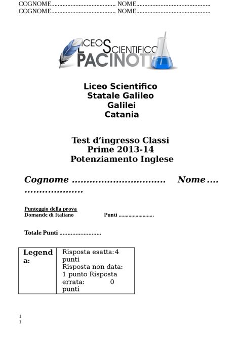 Test Ingresso Matematica Prima Superiore Pdf Con Soluzioni