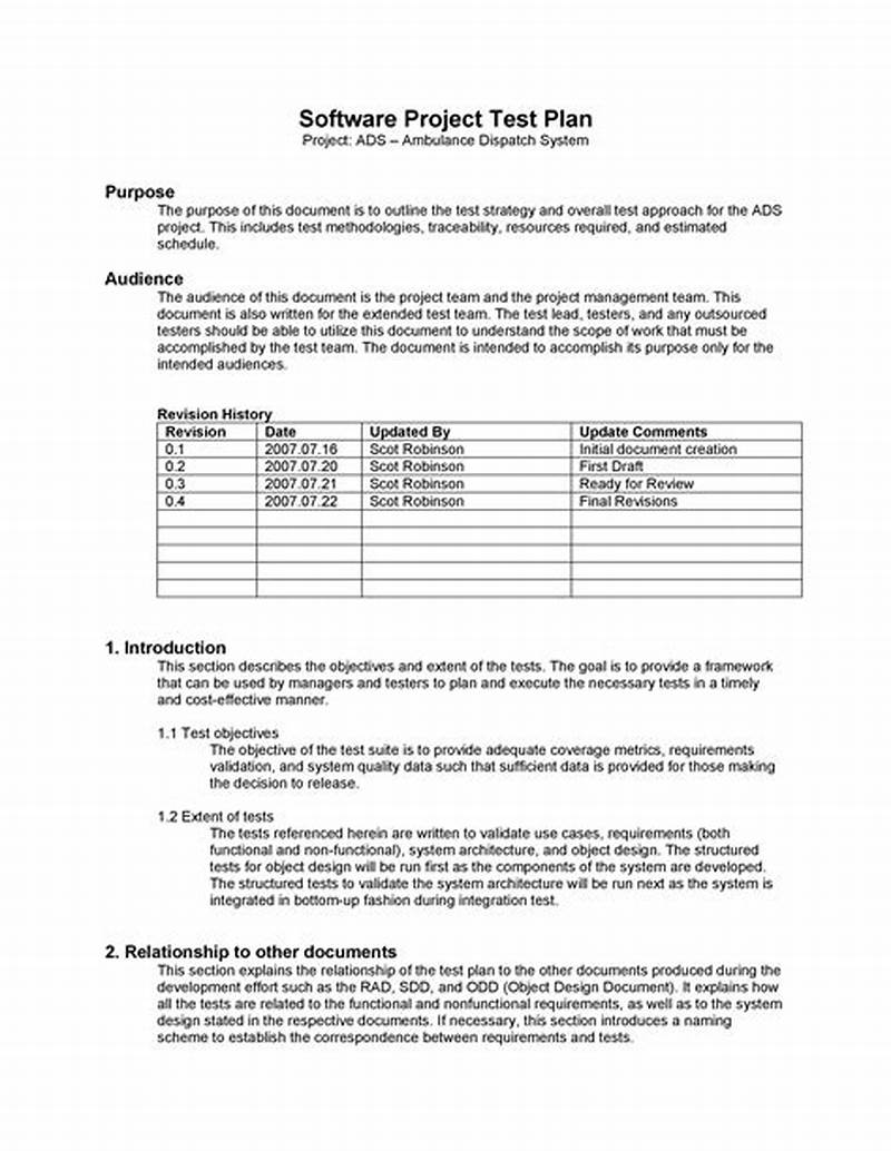 Test Plan Template In Software Testing