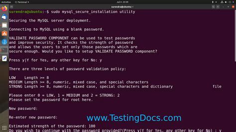 Testing MySQL installation and connection