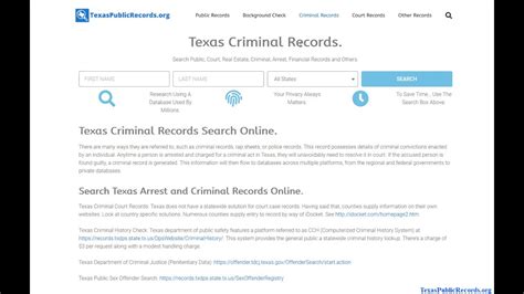 Texas Criminal History Conviction Name Search