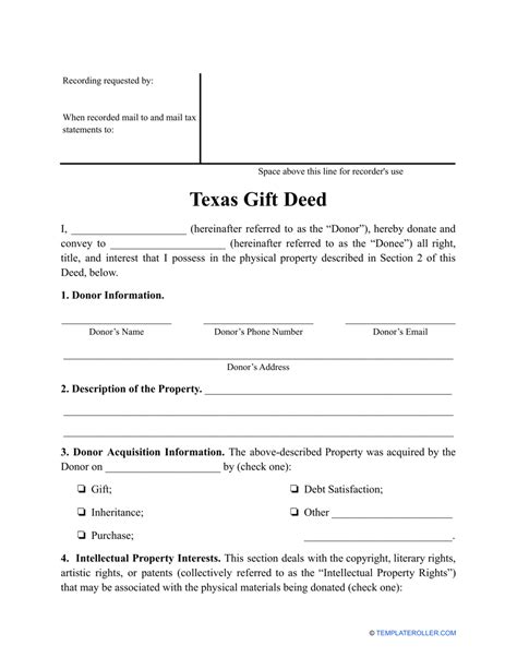 Texas Gift Deed Template