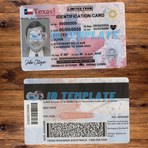 Texas Identification Card Template