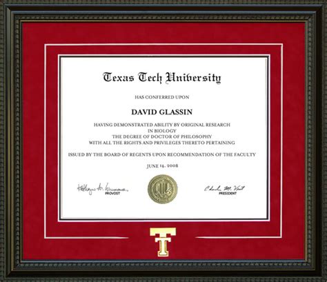Texas Tech Engineering Diploma Frame
