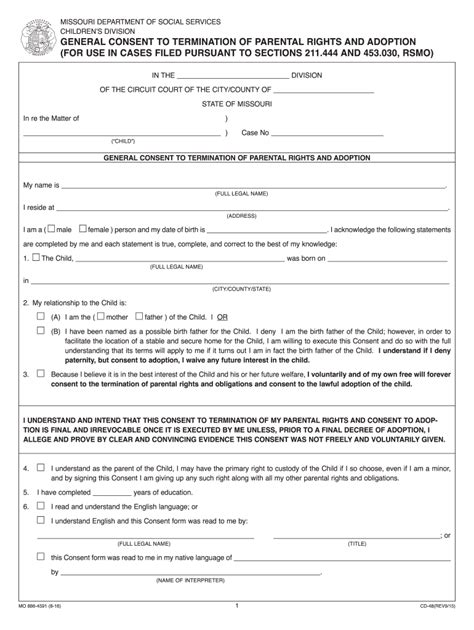 Texas Voluntary Termination Printable Termination Of Parental Rights Form