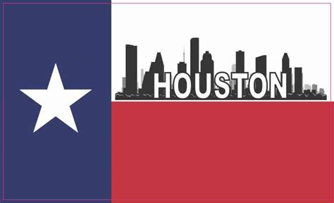Texas flag with Houston skyline