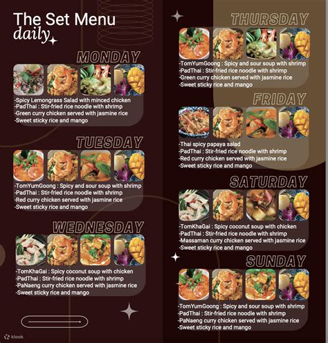 Thai Cooking Class Menu