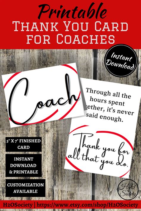 Thank You Cards For Coaches Printable Free