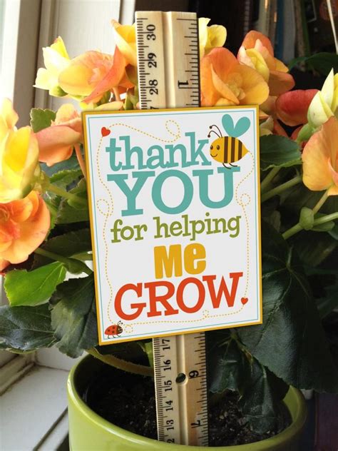 Thank You For Helping Me Bloom And Grow Free Printable