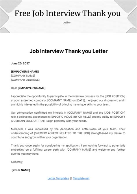Thank You For Interview Letter Template