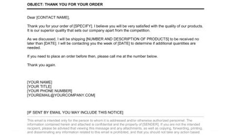 Thank You For Your Order Email Template