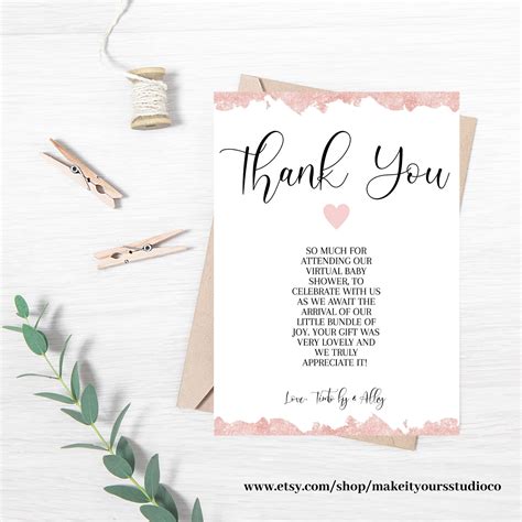 Thank You Note Template Baby Shower