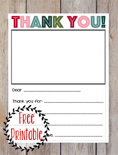 Thank You Note Template For Kids