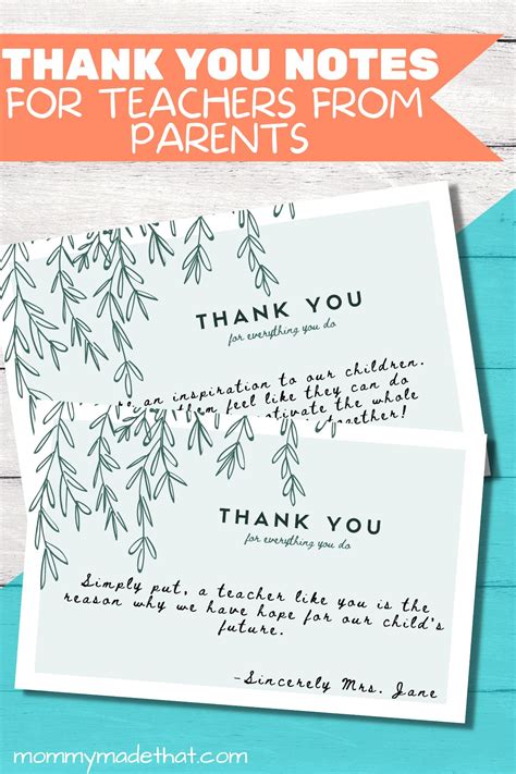 Expressing Gratitude: A Heartfelt Thank You Note to Teacher from Grateful Parents