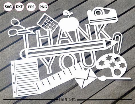 Download Thank You Teacher Paper Cut Design DXF Files